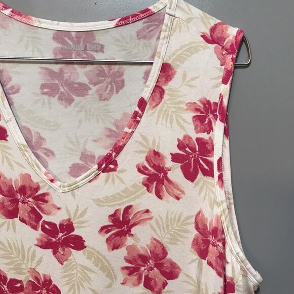 Land End Womens Size Medium Sleeveless Rayon Blend Floral Tank Top Shirt Pink - Picture 2 of 6